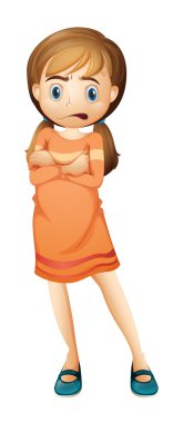 A young girl frowning clipart
