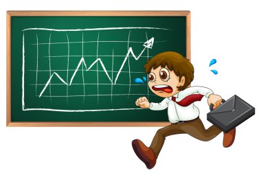 apar topar karatahta önünde çalışan bir iş adamı