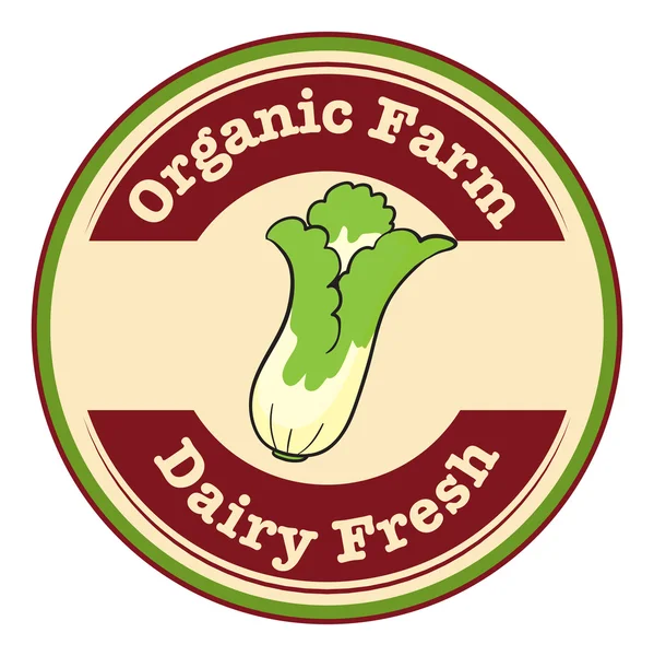 有機農場とキャベツと乳製品の新鮮なロゴ — ストックベクタ