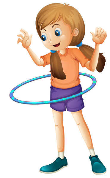 A pretty teenager playing with the hulahoop