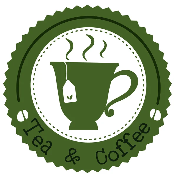Круглый чай и кофе этикетка — стоковый вектор