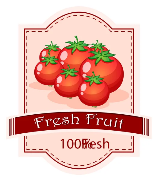 A fresh fruit label with ripe tomatoes — Stock Vector