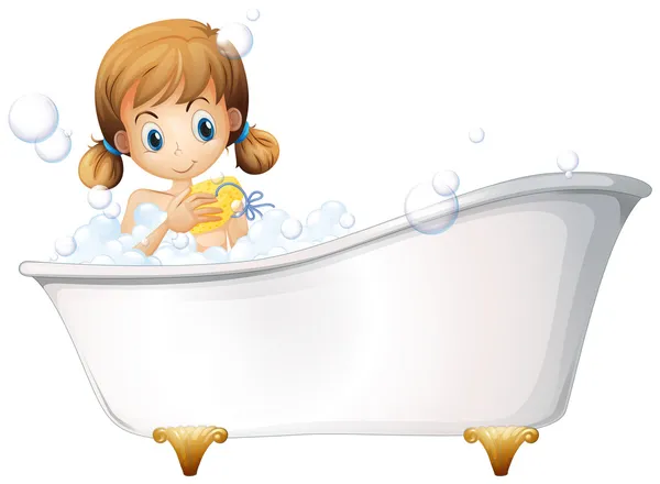 Una chica en la bañera — Vector de stock