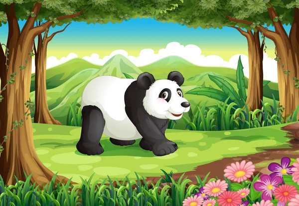 Um grande urso panda na floresta —  Vetores de Stock