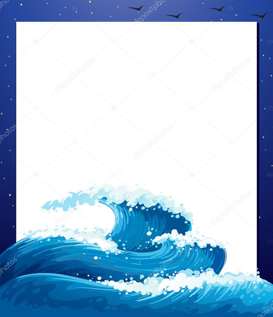 An empty paper template with giant waves