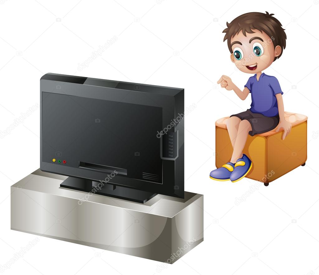 A young man watching TV
