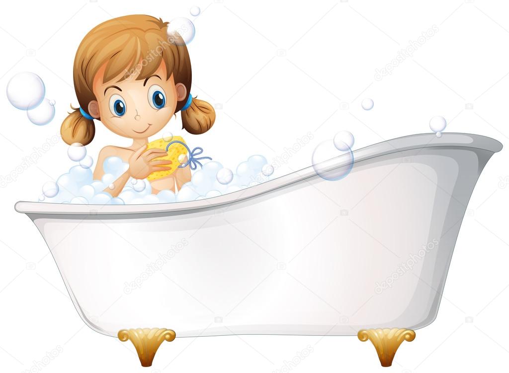A girl on the bathtub