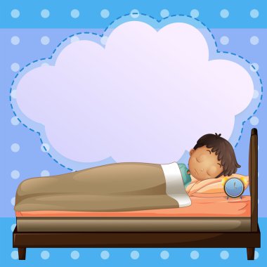 A boy sleeping soundly with an empty callout clipart