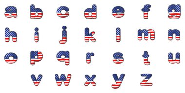 Letters of the alphabet with the American flag design