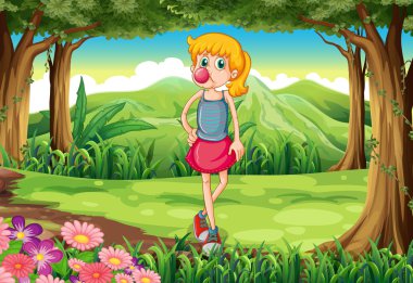 uzun bir Bayan ile bir bubblegum