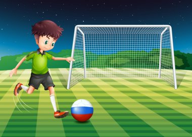 A soccer player from Russia kicking the ball vector A soccer player from Russia kicking the ball vector
