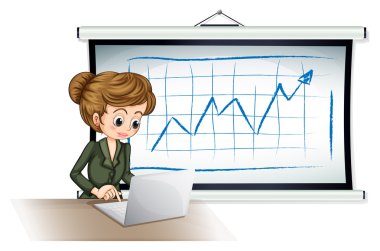 Yönetim Kurulu önünde dizüstü bilgisayar kullanarak bir iş kadını