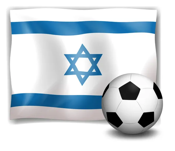The flag of Israel at the back of a soccer ball — Stock Vector