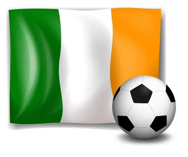 Un ballon de football devant le drapeau irlandais — Image vectorielle