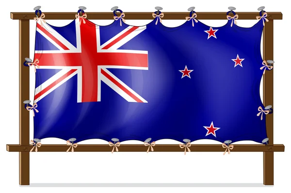 The flag of New Zealand tied to a wooden frame — Stock Vector