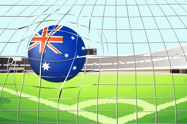 A ball with the flag of Australia touching the net — Stock Vector