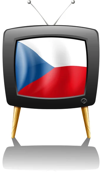 La bandera de República Checa dentro de la televisión — Vector de stock