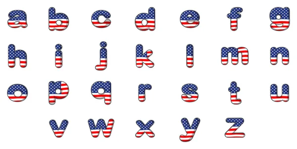 アメリカの国旗のデザインでは、アルファベットの文字 — ストックベクタ