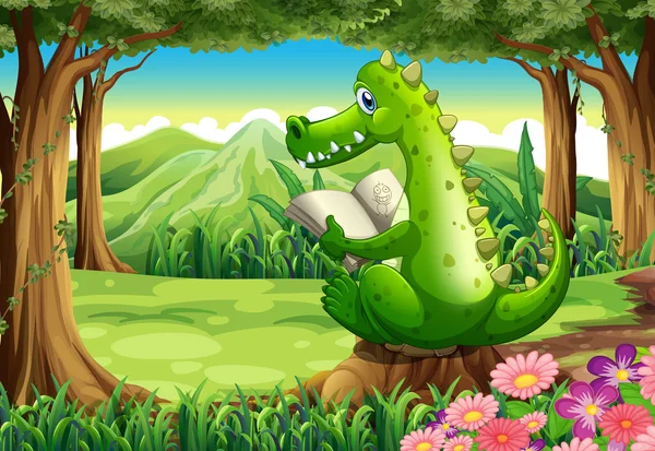 Un moignon avec un crocodile — Image vectorielle
