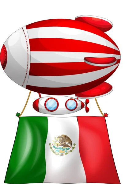 The flag of Mexico attached to a floating balloon — Stock Vector