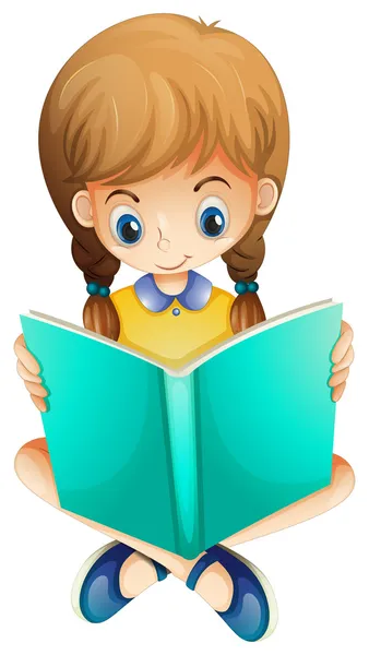 A young girl reading a book seriously — Stock Vector