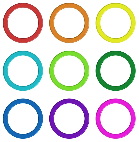 Kilenc színes gyűrűk — Stock Vector