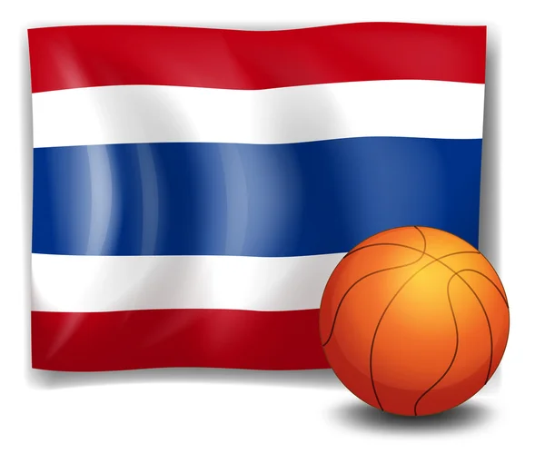 Una pelota frente a la bandera de Tailandia — Vector de stock