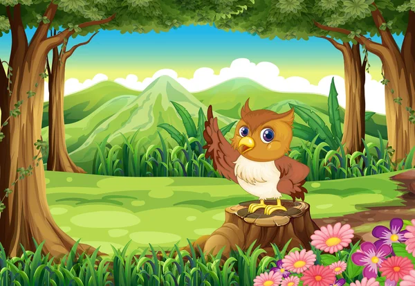 An owl at the forest — Stock Vector