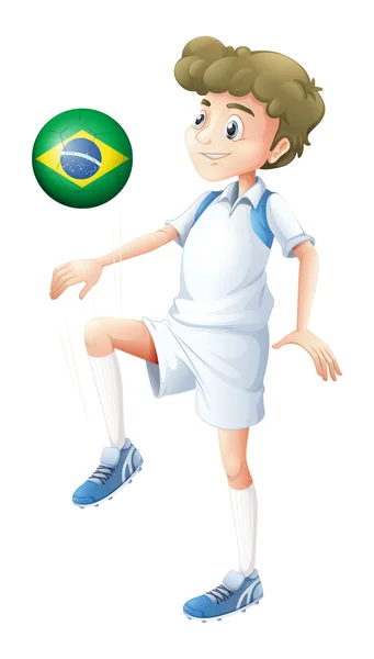 Um jogador de futebol do Brasil Vetor De Stock