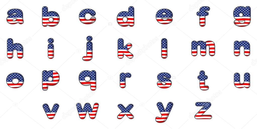 Download Letters of the alphabet with the American flag design ...