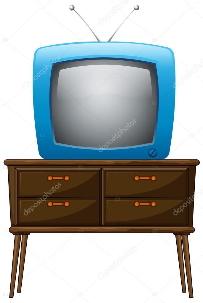 A television above the wooden table