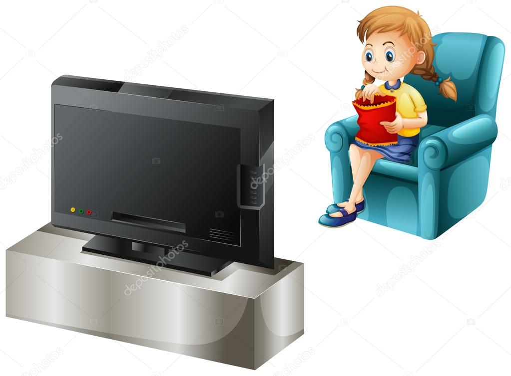 Un enfant regarde la télé image vectorielle par interactimages © Illustration 42231585