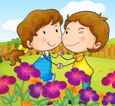 tatlı bir çift ile bir Bahçe