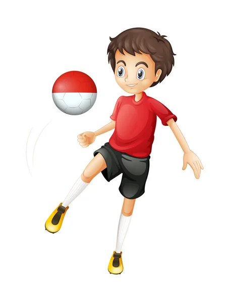 En pojke med bollen med flaggan monaco — Stock vektor
