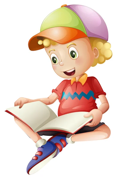Ein süßes Kind liest — Stockvektor