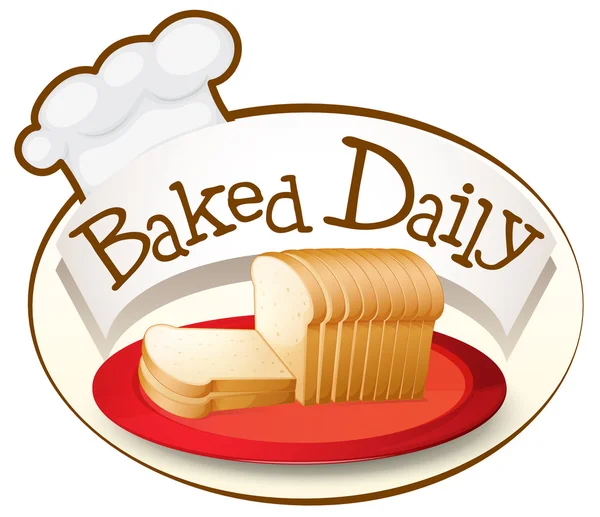 A plate of bread with a baked daily label — Stock Vector