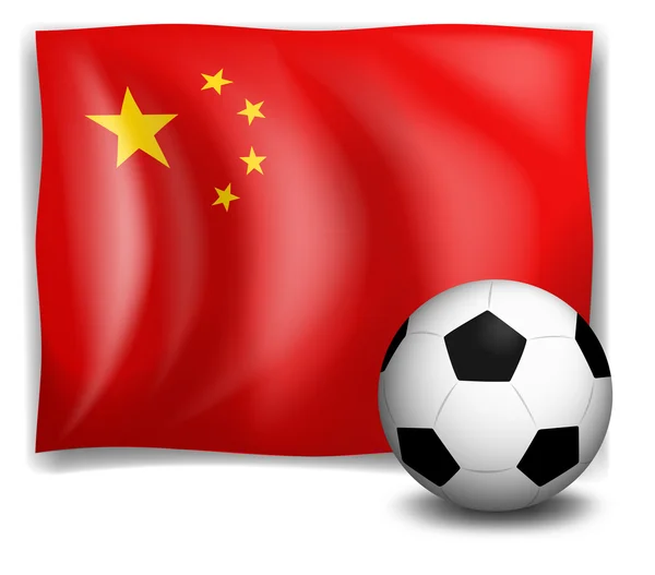 A soccer ball in front of the Chinese flag — Stock Vector