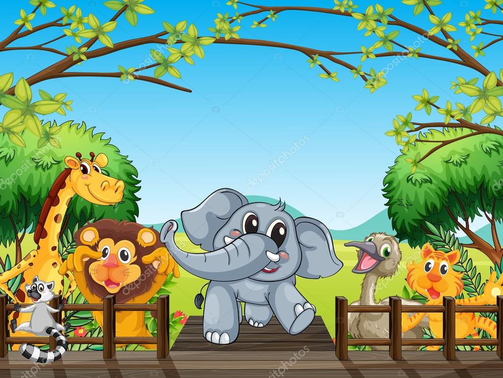 A group of wild animals at the bridge in the forest Stock Vector Image by ©interactimages #42509325 A group of wild animals at the bridge in the forest Stock Vector Image by ©interactimages #42509325