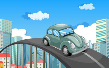 City road, seyahat eden bir araba