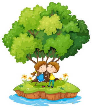 tatlı bir çift ile bir ada