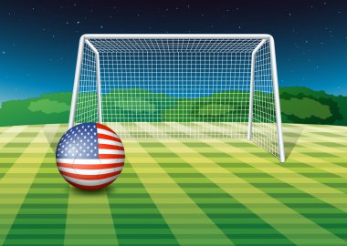 Amerika Birleşik Devletleri bayrağı alanına, bir futbol topu