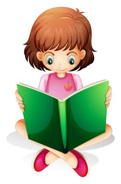 genç bir kız bir yeşil kitap okuma