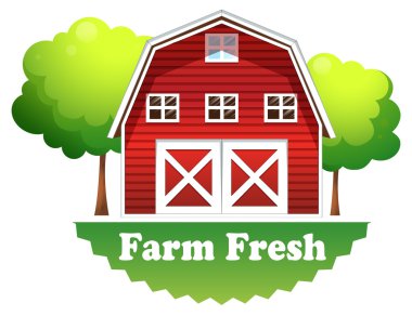 A barnhouse with a farm fresh label clipart