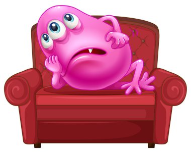 pembe bir canavar ile bir kanepe