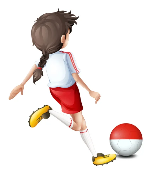 A soccer player with the Indonesian flag — Stock Vector