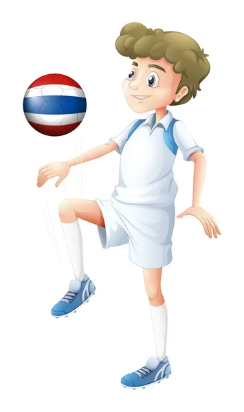 A player using the ball with the flag of Thailand — Stock Vector