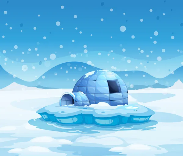 Un iceberg con un igloo — Vettoriale Stock