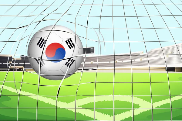 Bola sepak bola dengan bendera Korea Selatan - Stok Vektor