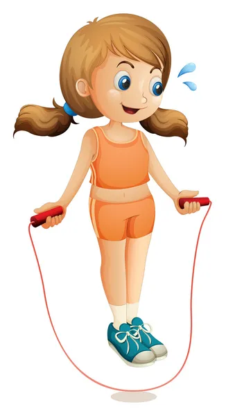 A young lady exercising with a rope — Stock Vector