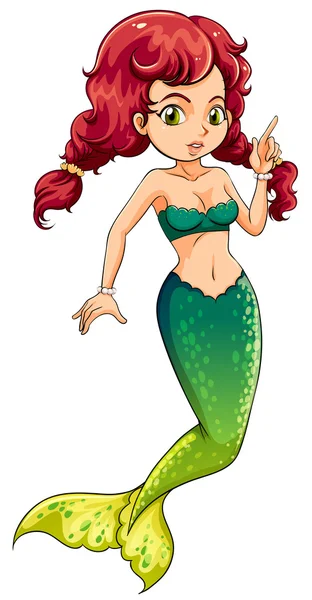 Una sirena verde — Vector de stock